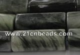 CGH61 15.5 inches 12*30mm faceted tube green hair stone beads