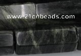 CGH62 15.5 inches 16*40mm faceted tube green hair stone beads