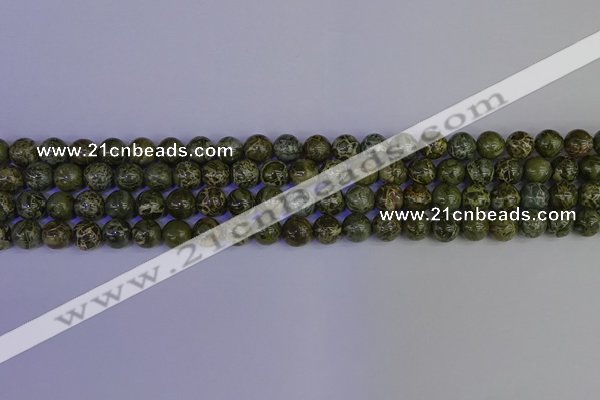 CGJ351 15.5 inches 6mm round green bee jasper beads wholesale