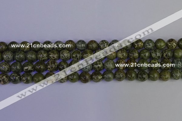 CGJ353 15.5 inches 10mm round green bee jasper beads wholesale