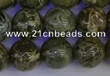 CGJ355 15.5 inches 14mm round green bee jasper beads wholesale