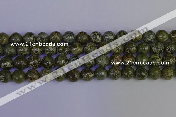 CGJ355 15.5 inches 14mm round green bee jasper beads wholesale