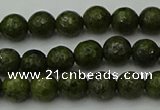 CGJ460 15.5 inches 4mm faceted round green jasper beads wholesale