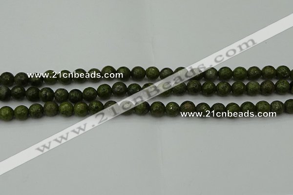 CGJ461 15.5 inches 6mm faceted round green jasper beads wholesale