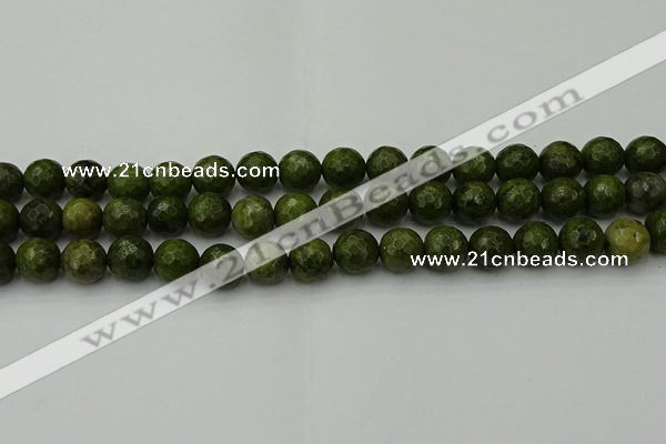 CGJ463 15.5 inches 10mm faceted round green jasper beads wholesale