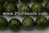 CGJ464 15.5 inches 12mm faceted round green jasper beads wholesale