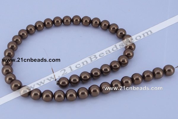 CGL102 10PCS 16 inches 4mm round dyed glass pearl beads wholesale