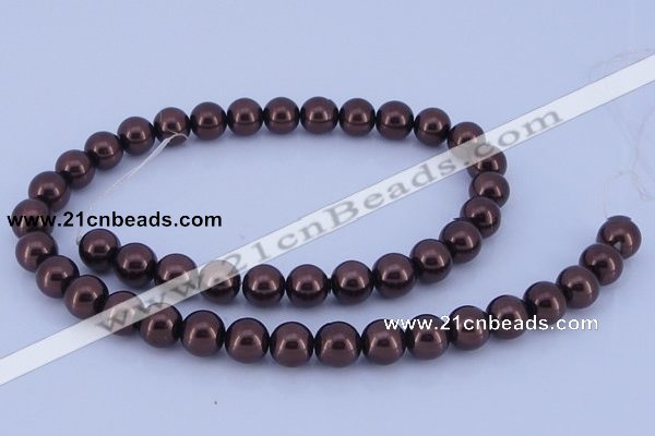 CGL112 10PCS 16 inches 4mm round dyed glass pearl beads wholesale