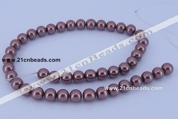 CGL122 10PCS 16 inches 4mm round dyed glass pearl beads wholesale