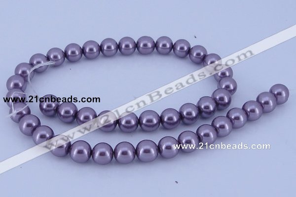 CGL142 10PCS 16 inches 4mm round dyed glass pearl beads wholesale