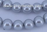 CGL167 5PCS 16 inches 14mm round dyed glass pearl beads wholesale