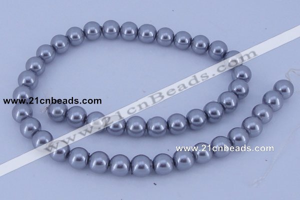 CGL192 10PCS 16 inches 4mm round dyed glass pearl beads wholesale