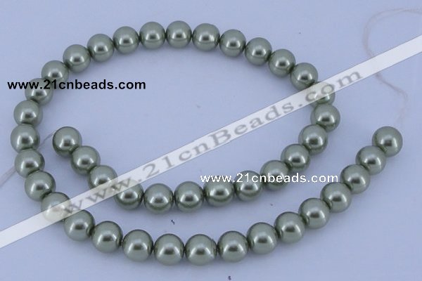 CGL205 5PCS 16 inches 10mm round dyed glass pearl beads wholesale