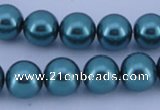 CGL247 5PCS 16 inches 14mm round dyed glass pearl beads wholesale