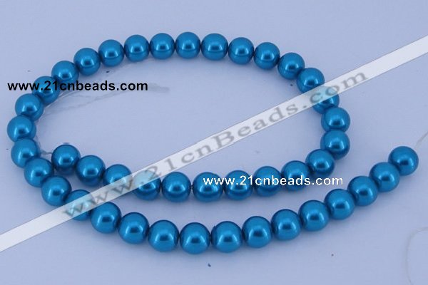 CGL255 5PCS 16 inches 10mm round dyed glass pearl beads wholesale