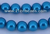 CGL257 5PCS 16 inches 14mm round dyed glass pearl beads wholesale