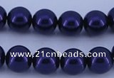 CGL276 5PCS 16 inches 12mm round dyed glass pearl beads wholesale