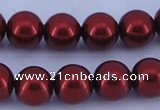 CGL322 10PCS 16 inches 4mm round dyed glass pearl beads wholesale