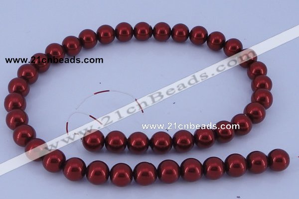 CGL322 10PCS 16 inches 4mm round dyed glass pearl beads wholesale