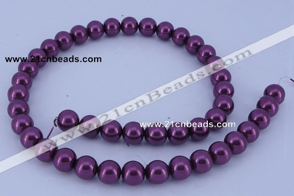 CGL332 10PCS 16 inches 4mm round dyed glass pearl beads wholesale