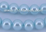 CGL344 10PCS 16 inches 8mm round dyed glass pearl beads wholesale