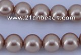 CGL354 10PCS 16 inches 8mm round dyed glass pearl beads wholesale