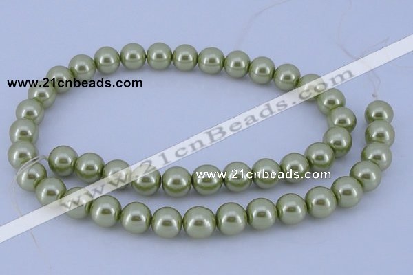 CGL366 5PCS 16 inches 12mm round dyed glass pearl beads wholesale