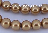 CGL64 10PCS 16 inches 8mm round dyed glass pearl beads wholesale