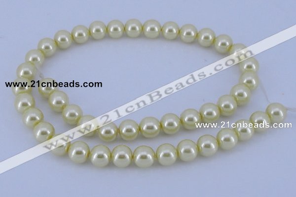 CGL84 10PCS 16 inches 8mm round dyed glass pearl beads wholesale