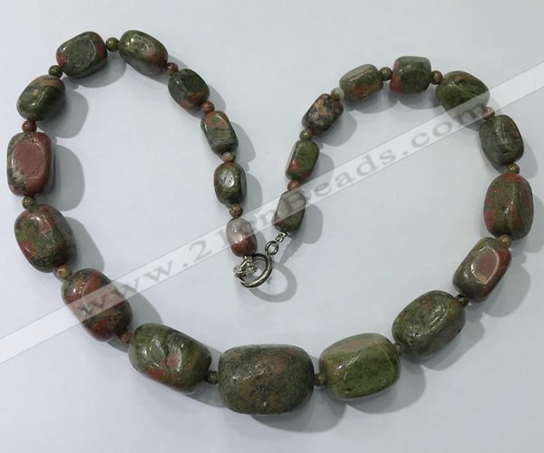 CGN127 22 inches 10*14mm - 20*30mm nuggets unakite necklaces