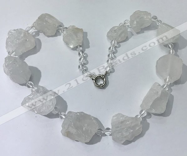 CGN140 19.5 inches 10*14mm - 20*30mm nuggets white crystal necklaces