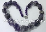 CGN141 19.5 inches 10*14mm - 20*30mm nuggets amethyst necklaces