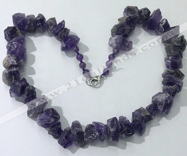 CGN157 18.5 inches 12*16mm - 13*18mm nuggets amethyst necklaces