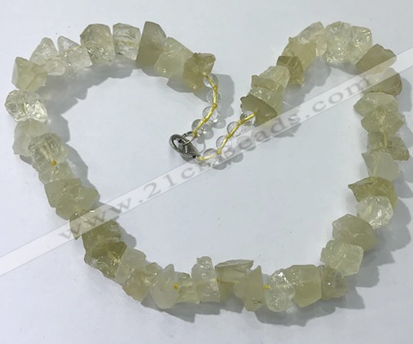 CGN158 18.5 inches 12*16mm - 13*18mm nuggets lemon quartz necklaces