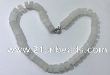 CGN170 20 inches 7*12mm - 9*12mm tyre matte white crystal necklaces