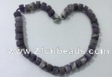 CGN173 20 inches 7*12mm - 9*12mm tyre matte amethyst necklaces