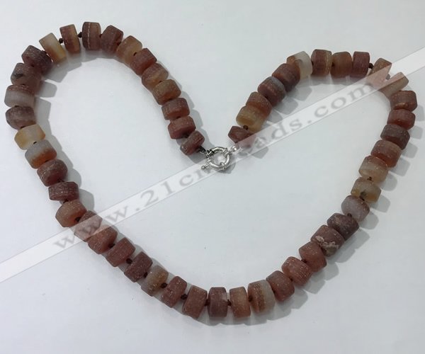 CGN177 20 inches 7*12mm - 9*12mm tyre matte red agate necklaces