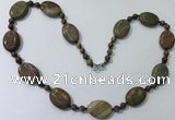 CGN206 22 inches 6mm round & 18*25mm oval jasper necklaces