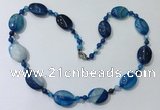 CGN219 22 inches 6mm round & 18*25mm oval agate necklaces