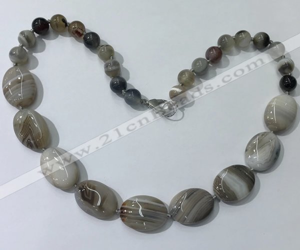 CGN250 20.5 inches 8mm round & 18*25mm oval agate necklaces