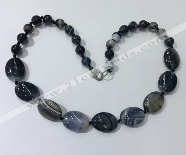 CGN251 20.5 inches 8mm round & 18*25mm oval agate necklaces