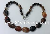 CGN252 20.5 inches 8mm round & 18*25mm oval agate necklaces