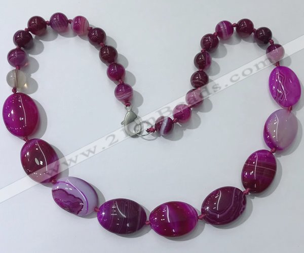 CGN253 20.5 inches 8mm round & 18*25mm oval agate necklaces