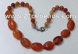 CGN254 20.5 inches 8mm round & 18*25mm oval agate necklaces