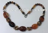 CGN273 18.5 inches 8mm round & 18*25mm oval agate beaded necklaces