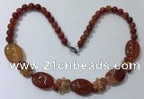 CGN275 18.5 inches 8mm round & 18*25mm oval agate beaded necklaces