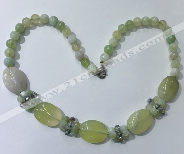 CGN276 18.5 inches 8mm round & 18*25mm oval agate beaded necklaces