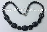 CGN278 18.5 inches 8mm round & 18*25mm oval agate beaded necklaces