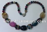 CGN279 18.5 inches 8mm round & 18*25mm oval agate beaded necklaces