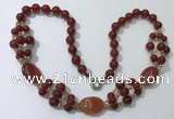 CGN293 24.5 inches chinese crystal & red agate beaded necklaces